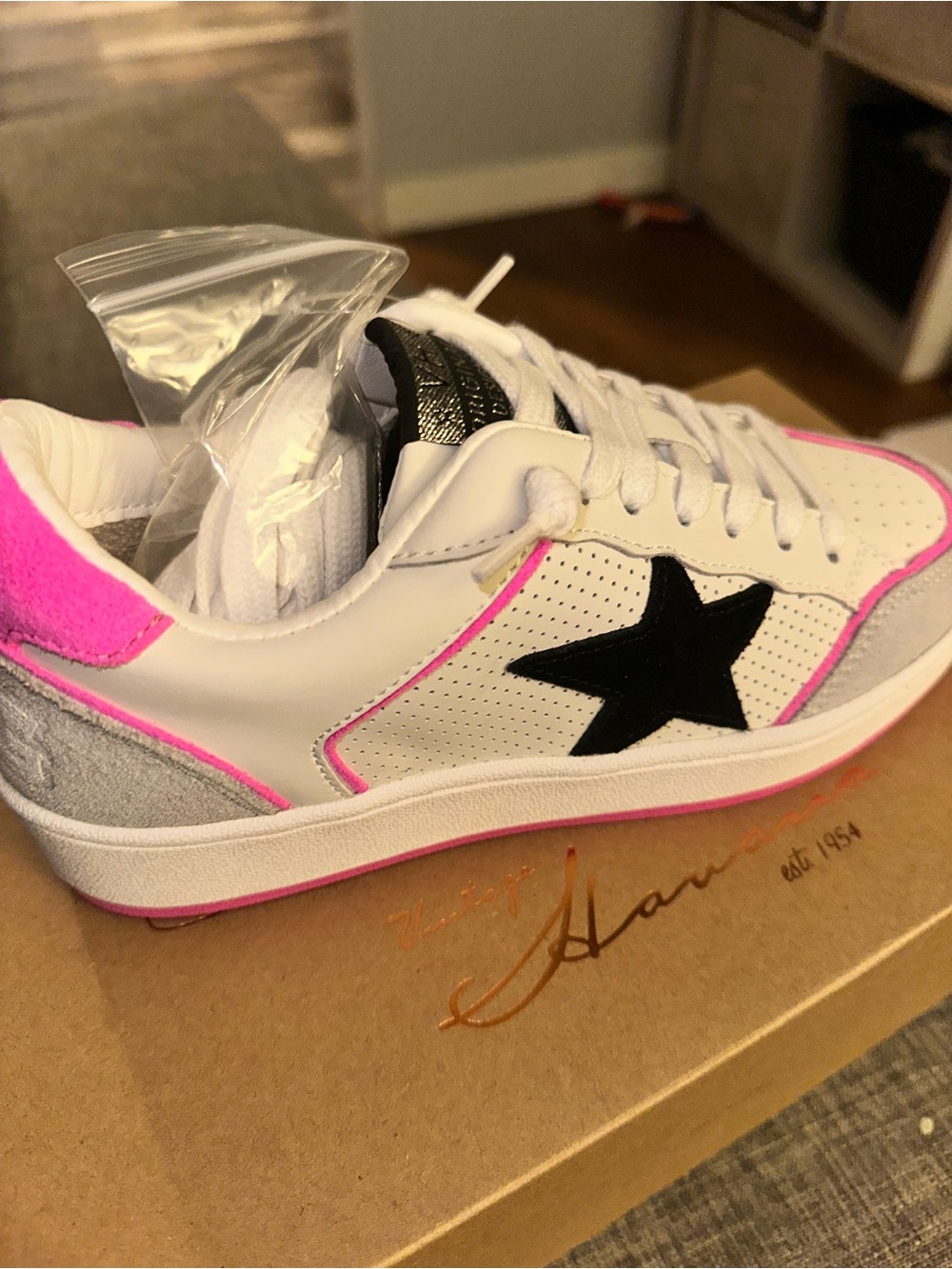 Vintage Havana Sneakers Delma 2 White Black Fuchsia Suede Leather - NIB